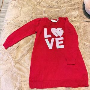 The Children's Place Bright Red Knit Sweater Dress with Sequin Detail